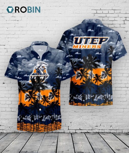 UTEP Miners Hawaiian Shirt –  Palms Tree Print
