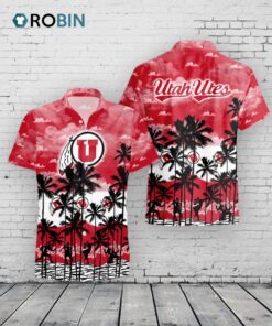 Utes Hawaiian Shirt Palm Tree Print –  Utah Utes Aloha Shirt Utes Hawaiian Shirt Palm Tree Print –  Utah Utes Aloha Shirt