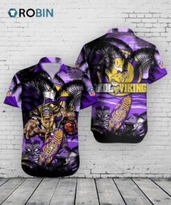 Vikings Hawaiian Shirt Football Aloha Print NFL Fan Gift Vikings Hawaiian Shirt Football Aloha Print NFL Fan Gift