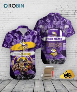 Vikings Hawaiian Shirt Mascot Football Aloha NFL