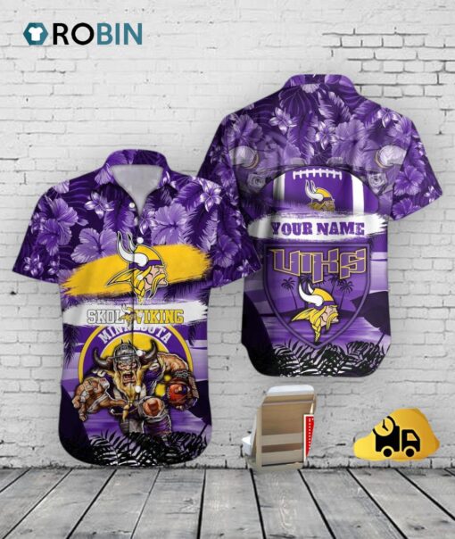 Vikings Hawaiian Shirt Mascot Football Aloha NFL