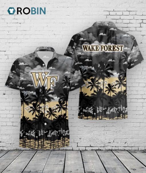 Wake Forest Hawaiian Shirt Demon Deacons Palms Tree Print