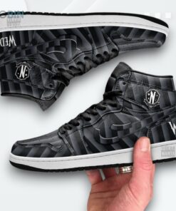 Wednesday Addams Nevermore Jordan 1 High Sneakers Fan Gift Wednesday Addams Nevermore Jordan 1 High Sneakers Fan Gift