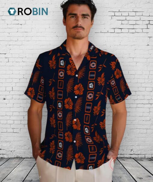 Chicago Bears Framed Floral Hawaiian Shirt