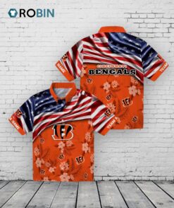 Cincinnati Bengals US Flag Hibiscus Hawaiian Shirt