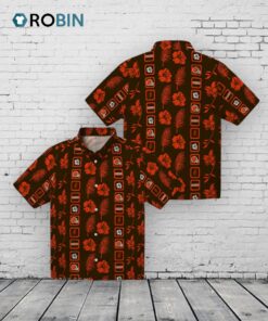 Cleveland Browns Framed Floral Hawaiian Shirt Cleveland Browns Framed Floral Hawaiian Shirt