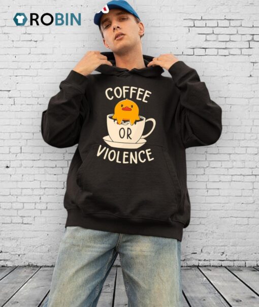 Coffee Or Violence Duck Cartoon Shirt