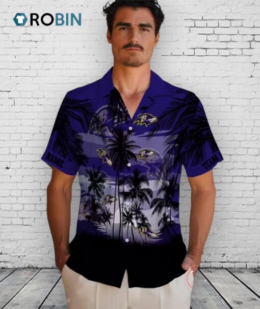 Custom Baltimore Ravens Sunset Scene Hawaiian Shirt