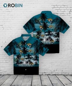 Custom Jacksonville Jaguars Sunset Scene Teal Hawaiian Shirt Custom Jacksonville Jaguars Sunset Scene Teal Hawaiian Shirt
