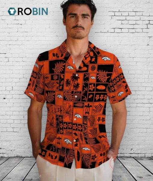 Denver Broncos Tropical Patchwork Hawaiian Shirt