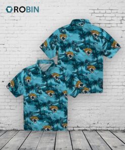 Jacksonville Jaguars Coastal Palms Teal Hawaiian Shirt