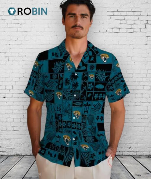 Jacksonville Jaguars Tropical Patchwork Teal Hawaiian Shirt