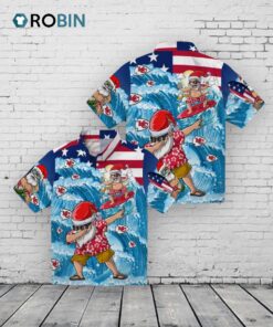 Kansas City Chiefs Surfing Santa Hawaiian Shirt Kansas City Chiefs Surfing Santa Hawaiian Shirt