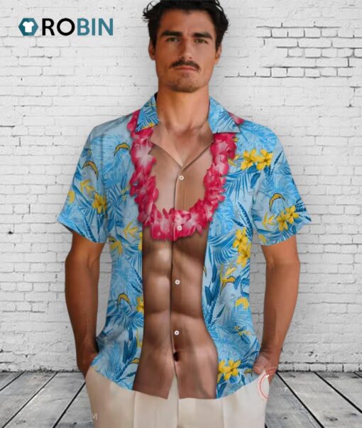 Los Angeles Chargers Chest Illusion Hawaiian Shirt