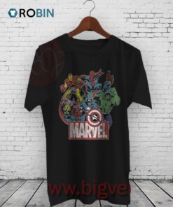 Marvel Avengers Team Retro Comic Vintage Graphic Shirt
