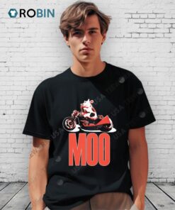 Moo Cow On Motorcycle Shirt