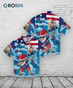New York Giants Surfing Santa Hawaiian Shirt