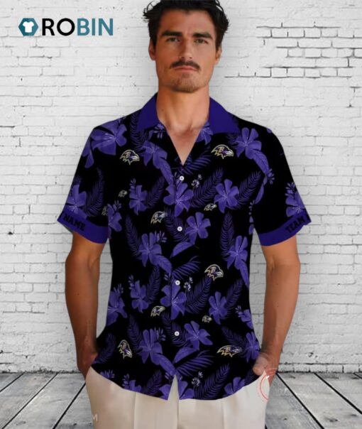 Personalized Baltimore Ravens Botanical Hawaiian Shirt