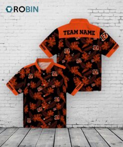 Personalized Cincinnati Bengals Botanical Hawaiian Shirt Personalized Cincinnati Bengals Botanical Hawaiian Shirt