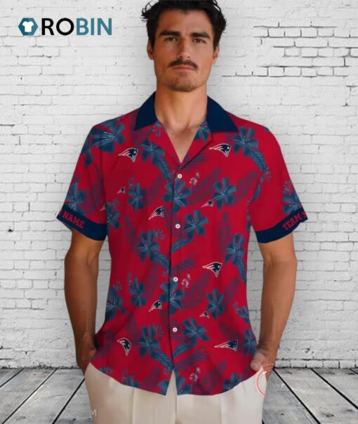 Personalized New England Patriots Botanical Hawaiian Shirt