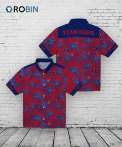Personalized New York Giants Botanical Hawaiian Shirt Personalized New York Giants Botanical Hawaiian Shirt