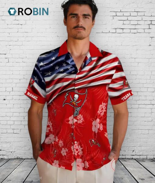 Tampa Bay Buccaneers US Flag Hibiscus Hawaiian Shirt