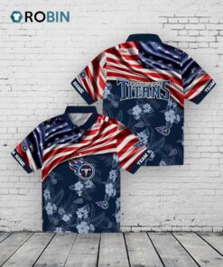Tennessee Titans US Flag Hibiscus Hawaiian Shirt Tennessee Titans US Flag Hibiscus Hawaiian Shirt