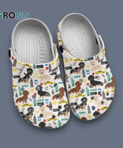 Adorable White Sandals Dachshund At New York Pet Classic Crocs
