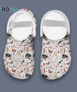 Aesthetic White Sandals Taylor Swift Design Music Crocs for Men, Women, Kid