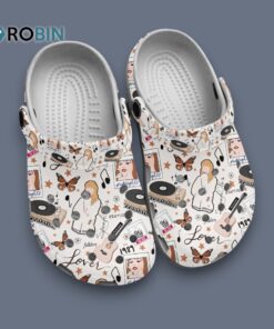 Aesthetic White Sandals Taylor Swift Design Music Crocs for Men, Women, Kid
