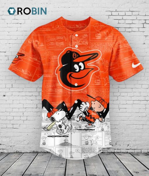 Baltimore Orioles 75th Anniversary of Peanuts Baseball Jersey Shirt Style