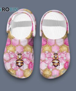 Beautiful Pink Flower Bee Classic Crocs