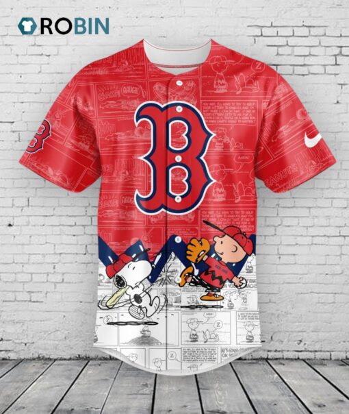 Boston Red Sox 75th Anniversary of Peanuts Baseball Jersey Shirt Style