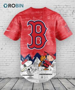 Boston Red Sox 75th Anniversary of Peanuts Baseball Jersey Shirt Style Boston Red Sox 75th Anniversary of Peanuts Baseball Jersey Shirt Style