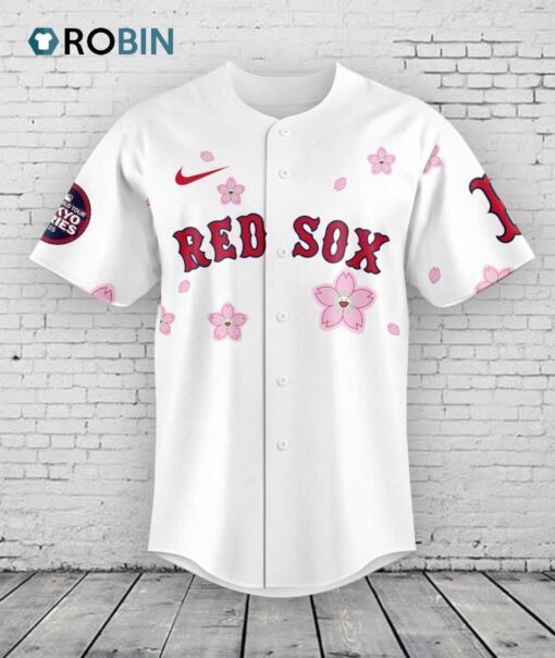Boston Red Sox Takashi Murakami x MLB World Tour Tokyo Series White Baseball Jersey Shirt Style