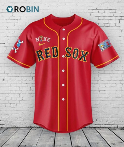 Boston Red Sox x One Piece Night Baseball Jersey Shirt Style