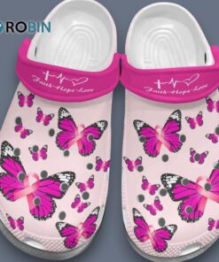 Breast Cancer Awareness Christian Faith Hope Love Crocband Clog Shoes