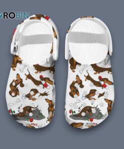 Cartoon Style Dachshund Design White Pet Classic Crocs