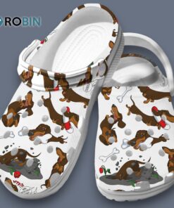 Cartoon Style Dachshund Design White Pet Classic Crocs