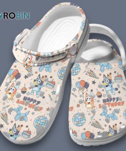 Celebrating Happy Birthday With Bluey Cute Beige Classic Crocs