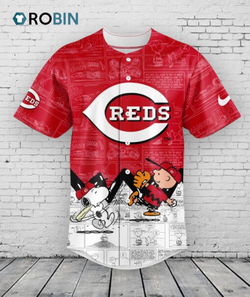 Cincinnati Reds 75th Anniversary of Peanuts Baseball Jersey Shirt Style