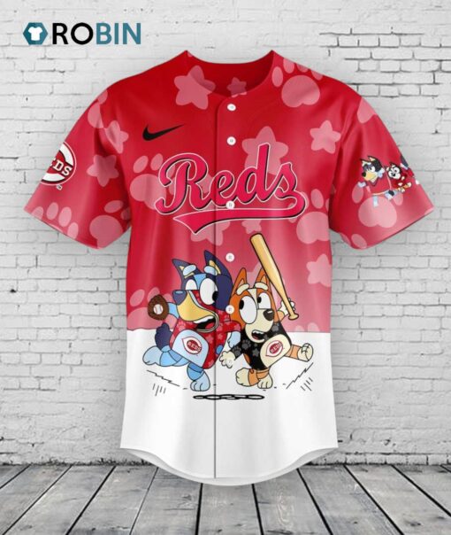 Cincinnati Reds Bluey and Bingo Baseball Jersey Shirt Style
