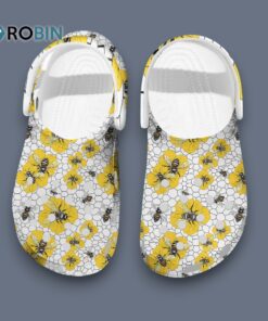 Classic Pretty Bee Pattern White Crocs for Men, Women, Kid