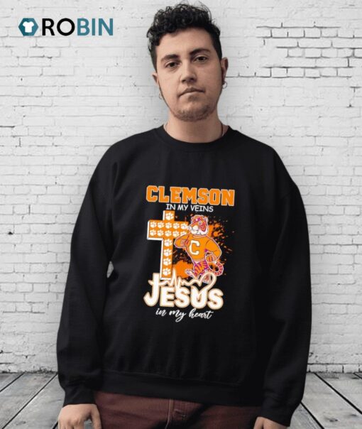 Clemson In My Veins Jesus In My Heart Mascot Shirt