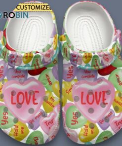 Custom Name 3d Colorful Hearts Valentines Day Classic Crocs