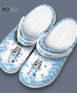 Custom Name Bluey Zigzag Paint Burst Classic Crocs