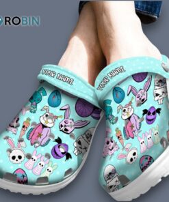 Custom Name Creepy Cute Spooky Easter Light Blue Classic Crocs