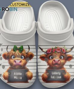 Custom Name Cute Highland Baby Cows White Classic Crocs