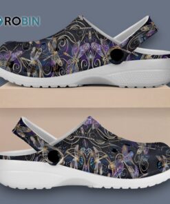 Custom Name Dragonfly Animal Golden Black Classic Crocs