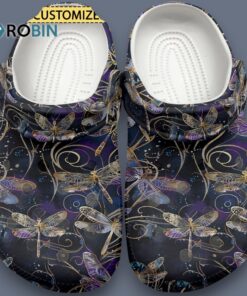 Custom Name Dragonfly Animal Golden Black Classic Crocs